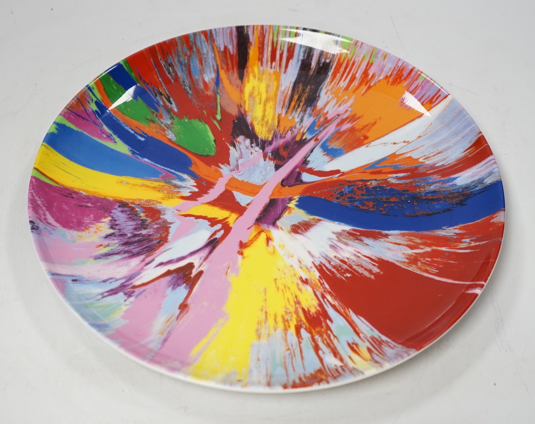 Spin plate by Damien Hirst, transfer print on bone china of 1997 painting, released in 2012, 26.7cm